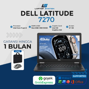 DELL LATITUDE 7270 I7 6600U 12" RAM 8GB SSD 512GB BONUS MOUSE DAN TAS
