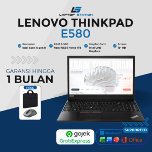 LENOVO THINKPAD E580 INTEL CORE I5 8250U RAM 16GB NVME 512GB BONUS MOUSE DAN TAS